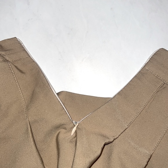 Girls Womens Pleated Skirt School Uniform Mini Skirts khaki tan side zip size 8 - Picture 7 of 9